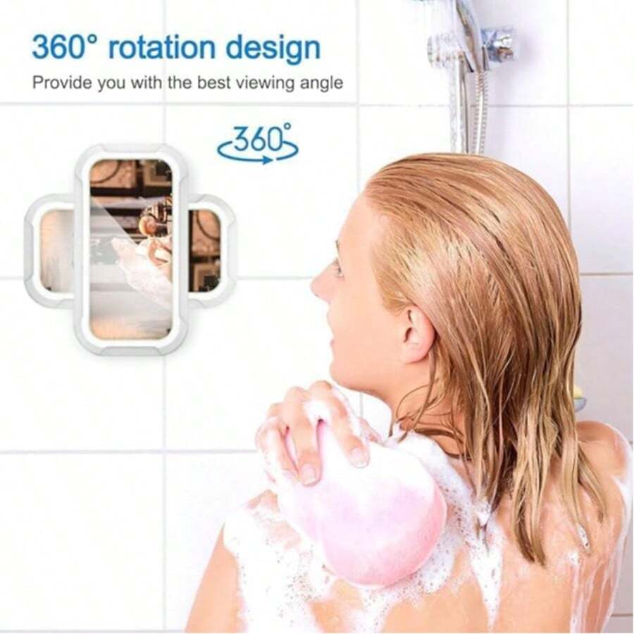 Funda de teléfono impermeable grande con soporte, se ajusta a teléfonos de 4-7 pulgadas (10.2-17.8 cm), soporte para montaje en pared de ducha, baño y bañera - A - Ver 1