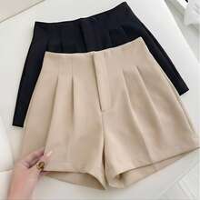 Set Of 2 Women's Tailored Shorts, High Waist, Elegant, Casual, Comfortable - 米色和黑色 - 查看 3