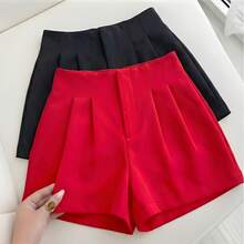 Set Of 2 Women's Tailored Shorts, High Waist, Elegant, Casual, Comfortable - 紅與黑 - 查看 3