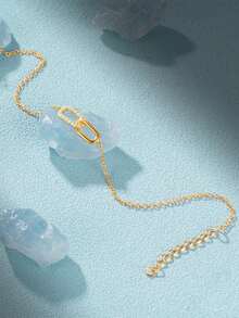 1 chiếc vòng tay thời trang tinh tế bằng bạc sterling 925 mạ vàng 18K với khóa đôi lồng vào nhau, vàng/bạc, ít gây dị ứng, thích hợp cho nữ và bé gái đeo hàng ngày, quà tặng ngày của mẹ, quà cưới, quà dự tiệc. - Vàng - Xem 5
