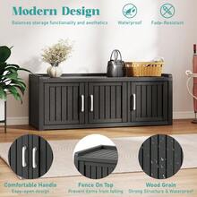 2-Tier Storage Bench, Waterproof UV-Resistant Outdoor Shoe Storage Cabinet With 2 Doors & Adjustable Shelves For Indoor Outdoor Entryway, Hallway, Living Room (Black) - 黑色 - 查看 10