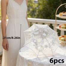6/3/1pc White Lace Umbrella, Party Decor, Portable Mini Umbrella For Wedding & Dance Performance, Angel Goddess Gift Lace Umbrella, Foldable, Wedding Party Decor, Photography Prop - Lace Umbrella - View 14