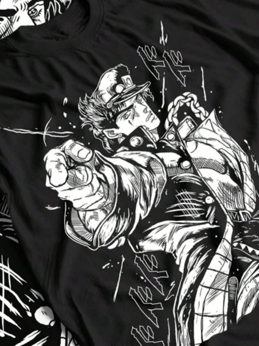 T-Shirt Adventure  Anime Manga Jolyne Jotaro Shirt All Size-1 - 黑色 - 查看 1