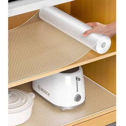1 Roll Waterproof Refrigerator Liner, Cabinet Shelf Liner, Drawer Liner (Waterproof, Anti-Slip, Oil-Proof, Washable, Easy To Clean, Trimmable, Reusable) Made Of EVA Material, Transparent Polka Dot Pattern, Can Be Used As Kitchen Counter Mat, Furniture Cabinet Drawer Organizer, Home Decor Mat, Shelf Liner, Tablecloth, Shoe Cabinet Liner. Suitable For Home Kitchen/Cooking, Outdoor Camping, School, Travel. Kitchen Supplies, Moisture-Proof Products, Home Decor, Kitchen Decor, Household Items, DIY Crafts