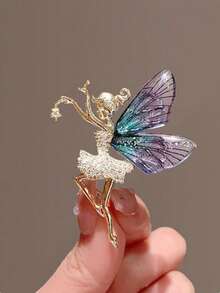1pc Fashion Ballet Dancer Angel Brooch, Rhinestone & Sequin Alloy Chest Flower, Jewelry Gift For Women - Multicolor - View 2