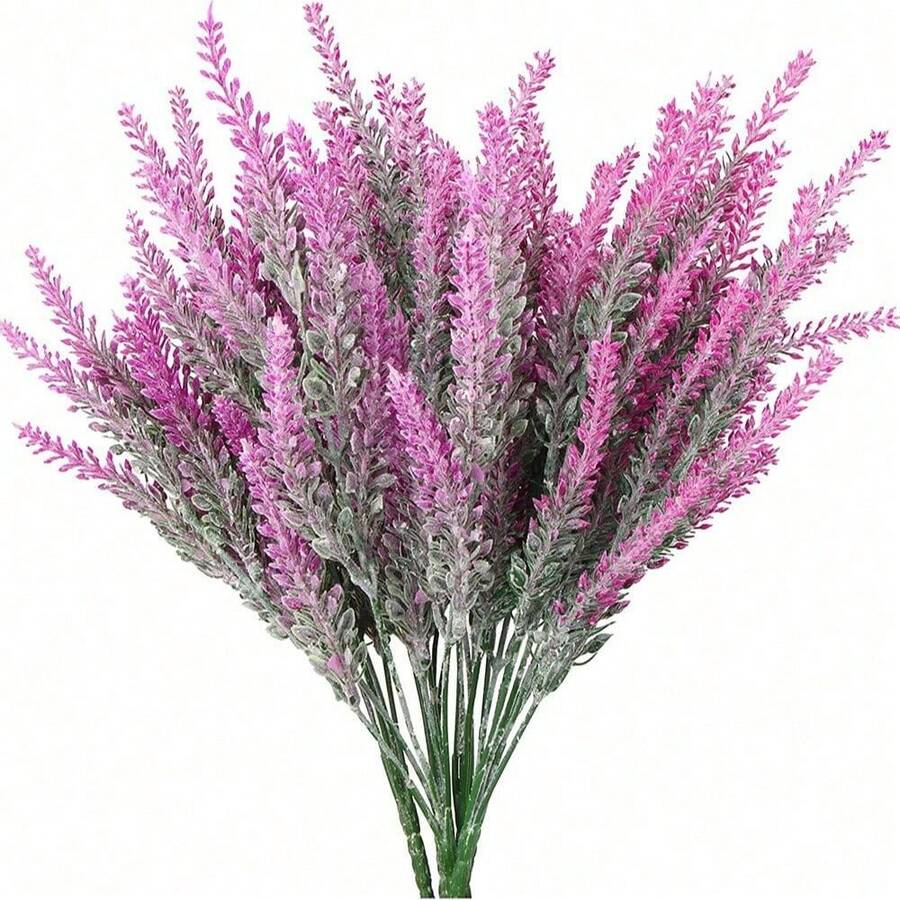 2PCS UV Resistant Artificial Lavender Flowers - Plastic Faux Vine Plants For Outdoor, Garden, Porch, Window Box, Home & Table Decor - Reunion Occasion Purple Fake Flowers - Rose Purple - View 1
