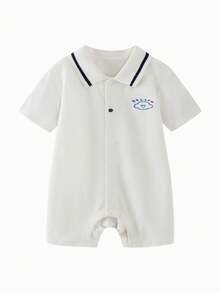 mini bala Bộ áo liền quần mùa hè cho bé, mềm mại, thoáng khí, dễ thương, kiểu dáng sinh viên, thích hợp cho hoạt động ngoài trời, tập bò 2026 - ngọc trai trắng - Xem 4