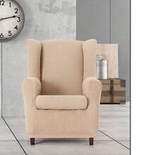 Kiva Universal And Versatile Wingback Chair Cover, Various Colors Available – Easy-To-Fit Protective Chair Cover For Backrest, Seat And Arms - 米色特洛伊 - 查看 5