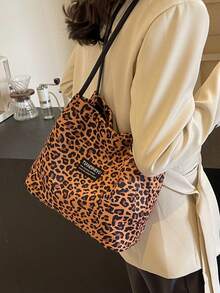 新款时尚豹纹手提包，大容量轻便休闲单肩包，女士百搭时尚经典豹纹图案 - 彩色 - 查看 2