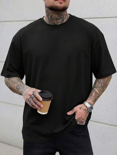 SUPEKYKO Maglietta a maniche corte oversize per uomo - Parte superiore attiva con vestibilità morbida, adatta per fitness, yoga e abbigliamento casual | Nero estivo per tutte le stagioni
