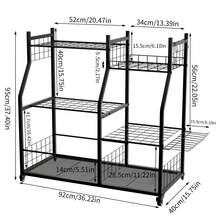 掃除用具 収納 ラック ツールラック 屋外収納 工具 農具 キャスター付き 幅92 奥行40 高さ95cm スコップ 農具収納棚 多機能 玄関/物置/倉庫/ガレージ用 台所 棚 キッチンラック 掃除用具入れ - ブラック - チェックする 8