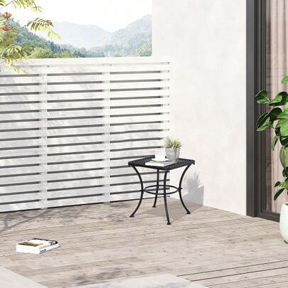 Side Table, Black Garden Table, 45x45x50cm, Metal Balcony Table, Coffee Table For Terrace And Garden.