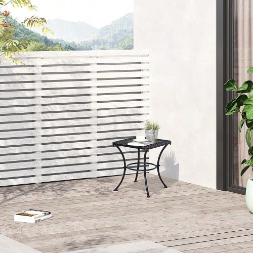 Side Table, Black Garden Table, 45x45x50cm, Metal Balcony Table, Coffee Table For Terrace And Garden. - Black - View 1