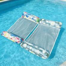 1pc/2pcs Adult Hammock Style Multifunctional Inflatable Swimming Pool Float, Thick PVC Waterproof Floating Lounger, Leaf Print Design, Summer Pool Thick Single Inflatable Chaise Lounge, Pool Party, Beach Fun - A - View 2