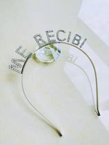 GCGIGUI 1个闪亮水晶字母“ME RECIBI”发箍，闪耀金/银色水钻发箍，奢华合金皇冠发饰，适合成人仪式、生日派对、舞会、婚礼和其他场合 - 彩色 - 查看 5