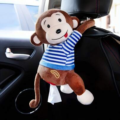 Pipi Monkey Car Tissue Box Creative Armrest Box Cartoon Internet Celebrity Hanging Seat Rear Car Interior Tissue Box
