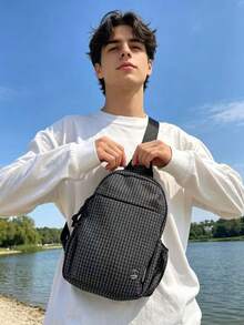 Túi đeo chéo màu đen kẻ caro, dung tích lớn, bền chắc, chống mài mòn, ba lô đeo ngực nhiều ngăn nhẹ, tiện dụng cho nam và nữ, ba lô du lịch đa năng. - Nhiều màu - Xem 5