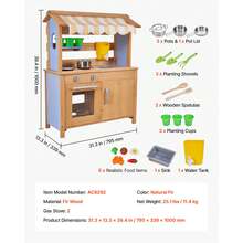 Mud Kitchen, Outdoor Mud Kitchen For Kids, Wood Outdoor Play Kitchens With Spoons, Sink, Tank, Sunshade Canopy, Shovels, Cookware Pots And Accessories, Wooden Play Kitchens For Home, Lawn - 31,5 inch, 1 tủ đựng đồ - Xem 11