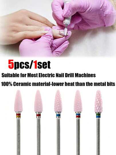 粉色陶瓷美甲打磨头，电动指甲锉，适用于美甲、足疗、去角质、亚克力指甲和凝胶指甲油