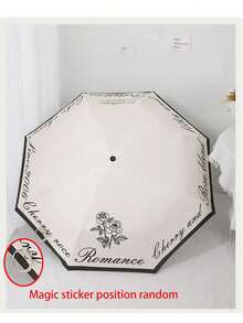 1pc Fully Automatic Open/Close Umbrella With Secret Garden Pattern, UV Protection Function, Suitable For Sunny And Rainy Days, Foldable Travel Umbrella - Black and White - View 14