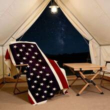 Single Piece Of Patriotic American Flag Flannel Blanket Featuring A Red, White, And Blue Stripes And Stars Design, Soft And Warm, Suitable For All Seasons, Versatile Throw For Camping, Sofa, Travel, And A Great Gift For Family And Friends - BLANKET - View 6