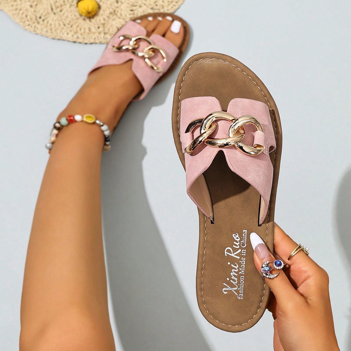 Nuevas sandalias en forma de H, sandalias de estilo romano casual de moda para mujer, cómodas diapositivas planas en negro, beige y marrón, sandalia