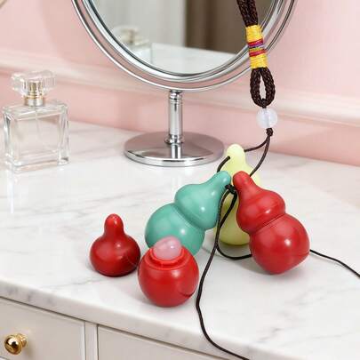 迷你葫芦形硅胶唇刷，带盖，可重复使用，柔软硅胶刷头，干湿两用，适合遮瑕防晕染，便携式面部及唇部化妆刷