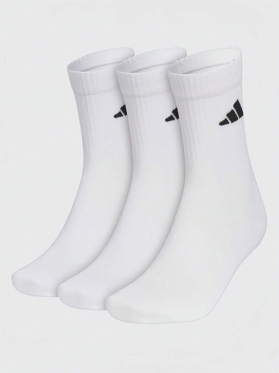 Adidas 3雙緩衝中筒襪，附踝部支撐與足弓加壓，建議尺寸：[XS] 腳長 21-22cm [S] 腳長 21-23.5cm [M] 腳長 24-26cm [L] 腳長 26.5-28.5cm - 白色 - 查看 1