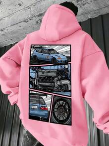Nueva sudadera de moda, sudadera con capucha estampada de talla grande para hombre. - Negro - Ver 3