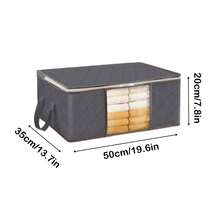 3pcs Multi-Functional Storage Bags, Gray Foldable Clothes Storage Boxes With Lids And Handles, Made Of Quality Fabric With Transparent Window For Easy Viewing, Suitable For Bedding, Clothes, Large Capacity Organizer Bags, Zipper Closure, Seasonal Clothing Storage, Nightstand & Under Bed Storage - Grey - View 3