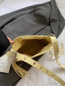 2025 New Unique Design Tassel Handbag, Personalized Fashion Versatile Casual Commute Shoulder Crossbody Bag - Yellow - View 7