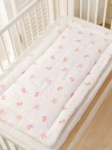 1pc Baby Crepe Cotton Mattress Pad, Soft Puff Fleece Cushion Mat, Kindergarten Soft Pad, Cartoon Children Mattress, Reversible And Washable - Multicolor - View 4