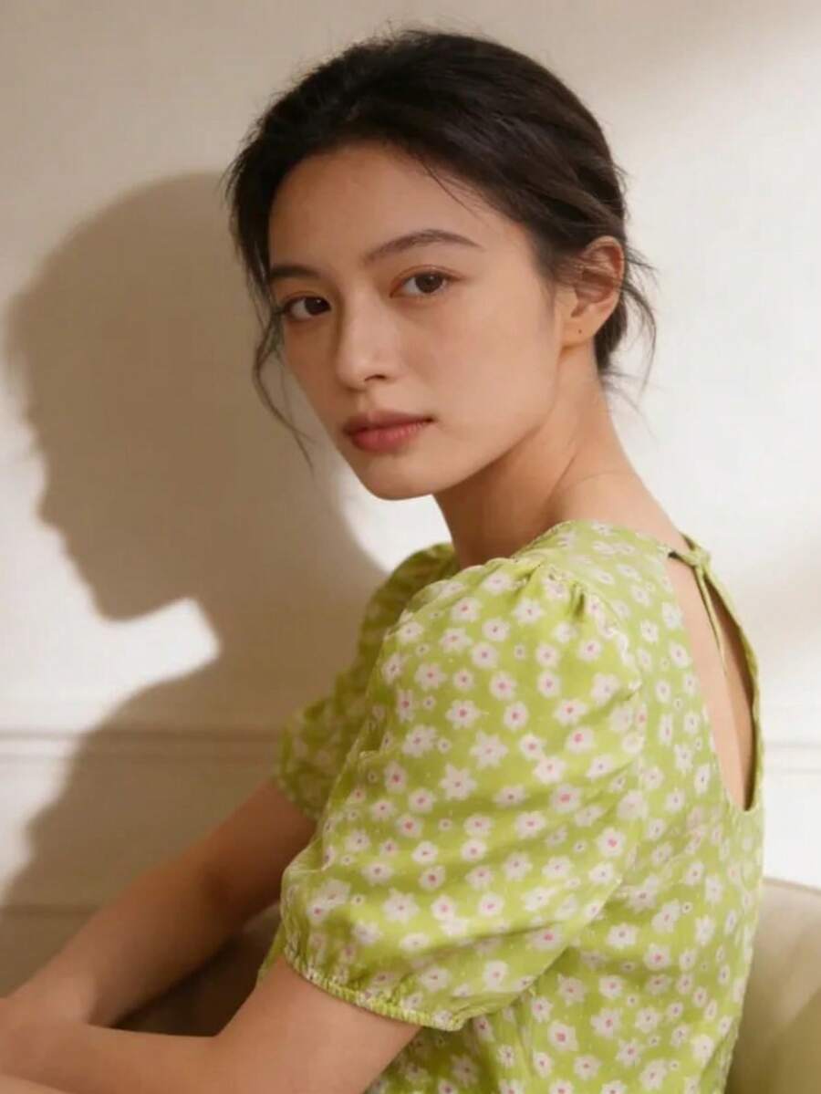 Women Blouses - Lime Green - View 1