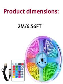 1 Set USB Powered LED Light Strip With 24-Key IR Remote Control, Adjustable Color Modes, Self-Adhesive Backing, Suitable For TV, Computer Screens, Festival, Bedroom, Home Decor,LED Strip 1-30 Meters, RGB Strip Dimmable, USB Connected Strip, Perfect For Indoor Decoration, Birthdays, Parties, Christmas, Thanksgiving - Multi-Color, Cuttable - Colored Light - View 18