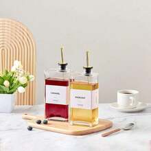 1pc 16.9oz Thick Glass Condiment Storage Jar, Olive Oil & Vinegar Bottle Set, Corrosion Resistant Kitchen Spice Bottle, Seasoning Dispenser, Suitable For Cooking, Baking, Salad, Grilling - Stainless Steel Spout, Great For Kitchen And Dining Use, Bottle Without Sticker - Multicolor - View 7