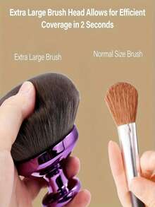 1 pieza Brocha de maquillaje autobronceadora extra grande, brocha de maquillaje corporal suave para mezclar, difuminar, aplicar autobronceador, polvo, loción, crema en la cara, espalda, piernas, con mango largo - Multicolor - Ver 3