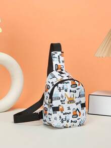 Una linda bolsa de pecho con cremallera de nailon con un patrón de corona y letras, adecuada para uso diario. - Multicolor - Ver 6