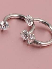 VJS 1件装奢华不锈钢四爪镶嵌锆石耳钉，闪耀设计，精致百搭，适合日常佩戴和节日送礼。 - 銀色 - 查看 3