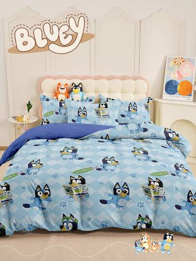 Bluey Bộ ga trải giường 2/3 món, Ga trải giường theo chủ đề, Bộ ga trải giường thoải mái chống xù lông, Ga trải giường mềm mại và thoáng khí, Bộ ga trải giường kiểu hoạt hình, Phù hợp với mọi kích cỡ giường đôi, giường cỡ Full, giường cỡ King và Queen, Thích hợp cho mọi mùa, Ga trải giường thời trang và đáng yêu, Lý tưởng cho phòng ngủ và ký túc xá, Có thể giặt máy, Trang trí mùa xuân và mùa hè, Trang trí phòng, Hàng mới về mùa xuân và mùa hè