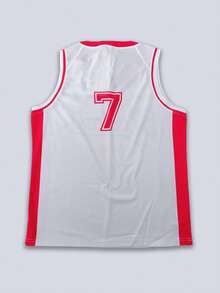 Vintage Distressed Printed Basketball Jersey, Rockets #7 Shirt, Streetwear Sleeveless Top - White - View 4
