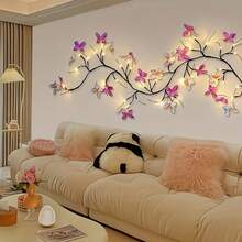 AMILL A Butterfly Branch LED Light Powered By USB, Offering 8 Lighting Modes. This Artificial Branch Light String Includes 30 LED Lights, Making It Perfect For Decorating Walls, Bedrooms, Weddings, Birthday Celebrations, Holidays, Parties - Warm white light - View 2