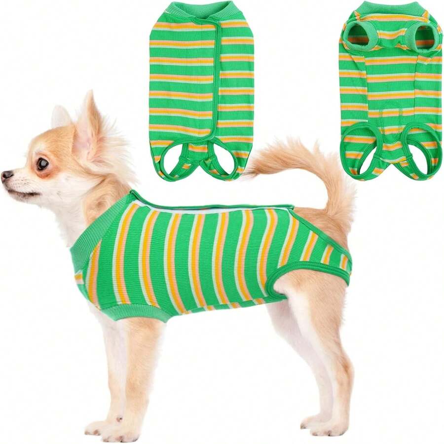 Traje de recuperación post-operatoria para perros, traje de recuperación quirúrgica para mascotas hembra, alternativa al collar isabelino, traje de recuperación post-operatoria dedicado para perros, traje de cirugía de esterilización/castración para perros macho y hembra - Verde - Ver 1