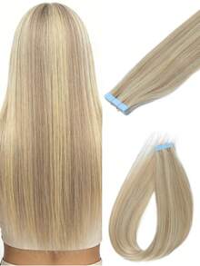 20 piezas Extensiones de cabello humano con cinta adhesiva de 12-24 pulgadas, extensiones de cabello con cinta adhesiva invisible y sin costuras, extensiones de cabello con cinta adhesiva de doble cara, extensiones de cabello humano con cinta adhesiva, extensiones de cabello de Navidad - Multicolor - Ver 31