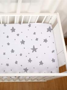 1pc Baby Crib Fitted Sheet Star Heart Print Soft Breathable Nursery Bedding Fits Standard Crib Mattress For Baby Boys Girls Newborn Toddler - Multicolor - View 8