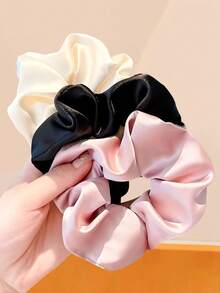 6/1pc Satin Scrunchie, High Elasticity No Damage To Hair, Basic Vintage Sweet Hair Accessory - Suitable For Women And Girls, Daily Wear, Dating, Vacation, School - Multicolor - View 4
