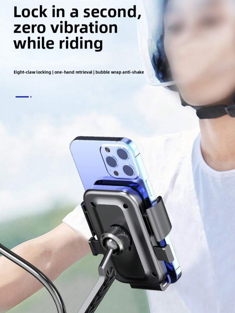 Motorcycle Phone Holder, Handlebar Phone Mount, Fits All Phone Models, Quick Release, 360° Rotation, Firm Grip, Anti-Drop, Suitable For Motorcycle And Bicycle, Optional Rearview Mirror Bracket And Handlebar Bracket, Outdoor Motorcycle Riding Accessories | Motorcycle Phone Holder