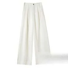 Women's  Linen Wide-Leg Pants 2026 New Summer Style High-Waisted Cotton-Linen Versatile Pink Casual Straight Pants - 白色 - 查看 1
