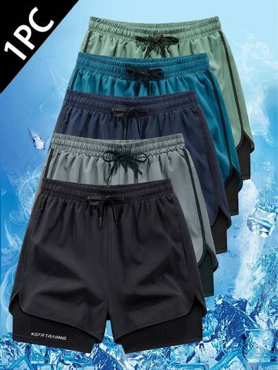 女士夏季休闲短裤，单件装，抽绳腰带，内置口袋，透气速干，印花设计，适合跑步、健身、训练和瑜伽