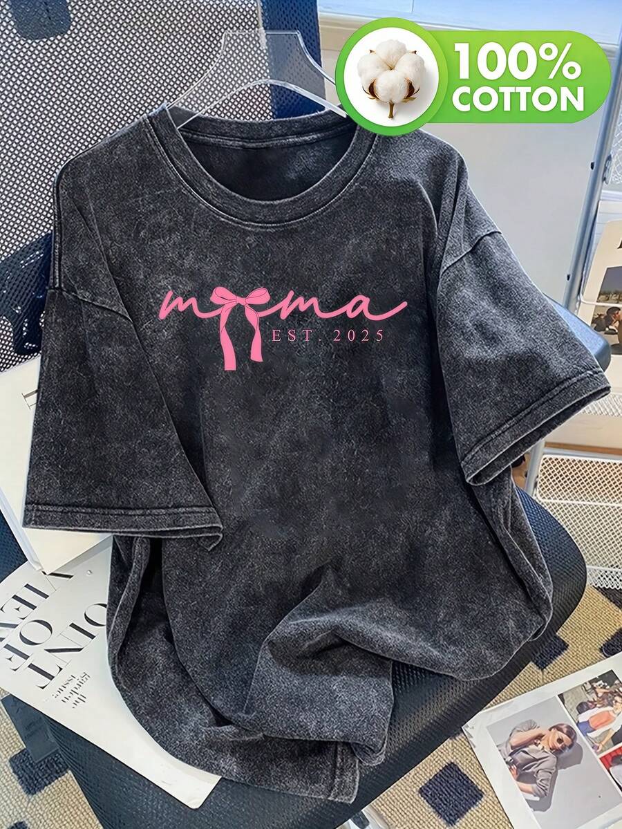 Camiseta de manga corta para hombre, ideal para el verano, divertida y con estilo, con estampados de letras y corte holgado. - Negro - Ver 1