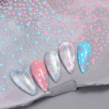 Pegatinas de uñas con estrellas metálicas doradas y plateadas estilo Y2K, disponibles en colores negro, blanco, rosa y azul con brillo autoadhesivo, tanto en colores metálicos como neón. Estas decoraciones de uñas son perfectas para manicuras, fiestas y eventos. - Multicolor - Ver 5